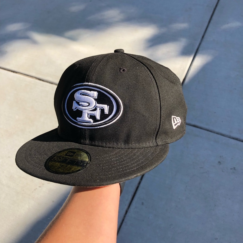 49ers 7 3/4 Hat San Francisco NFL Fitted Black White New Era